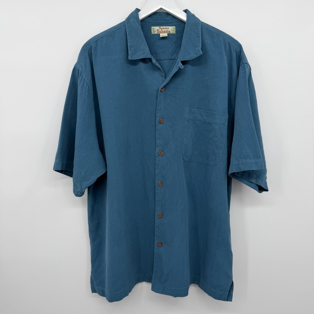 Tommy Bahama Men's Short Sleeve Button-Down Shirt in Teal Blue